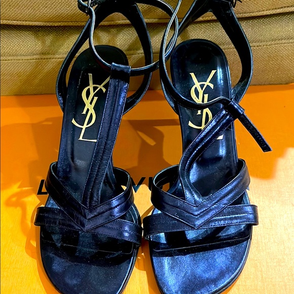 Yves Saint Laurent Women's Black Strappy Sandals - Picture 1 of 3